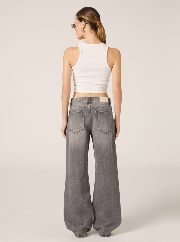 Washing And Distressing Wide-leg Grey Jeans(WL-01)