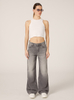 Washing And Distressing Wide-leg Grey Jeans(WL-01)