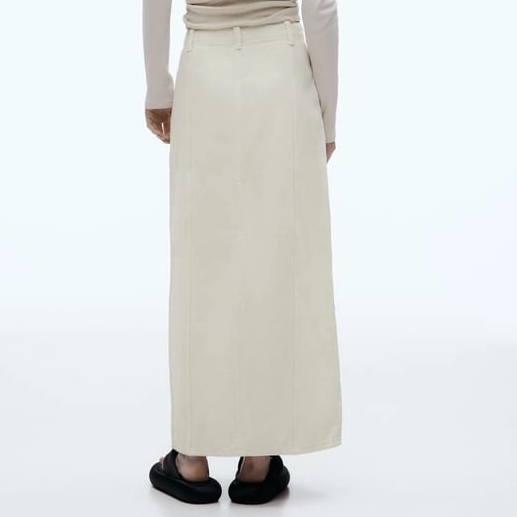 Fashion Women's Skirt White Color Split Denim Long Skirt