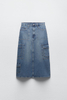 Fashion Women's Skirt Blue Cargo Pockets Skirt