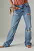  Light Blue Summer Ripped Straight Slim-fit Women's Jeans