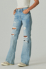 Fashion Ripped Flared Slim-fit light blue Jeans for women