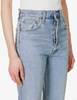 Skinny Slim straight leg light blue high-waisted ripped womens' jeans