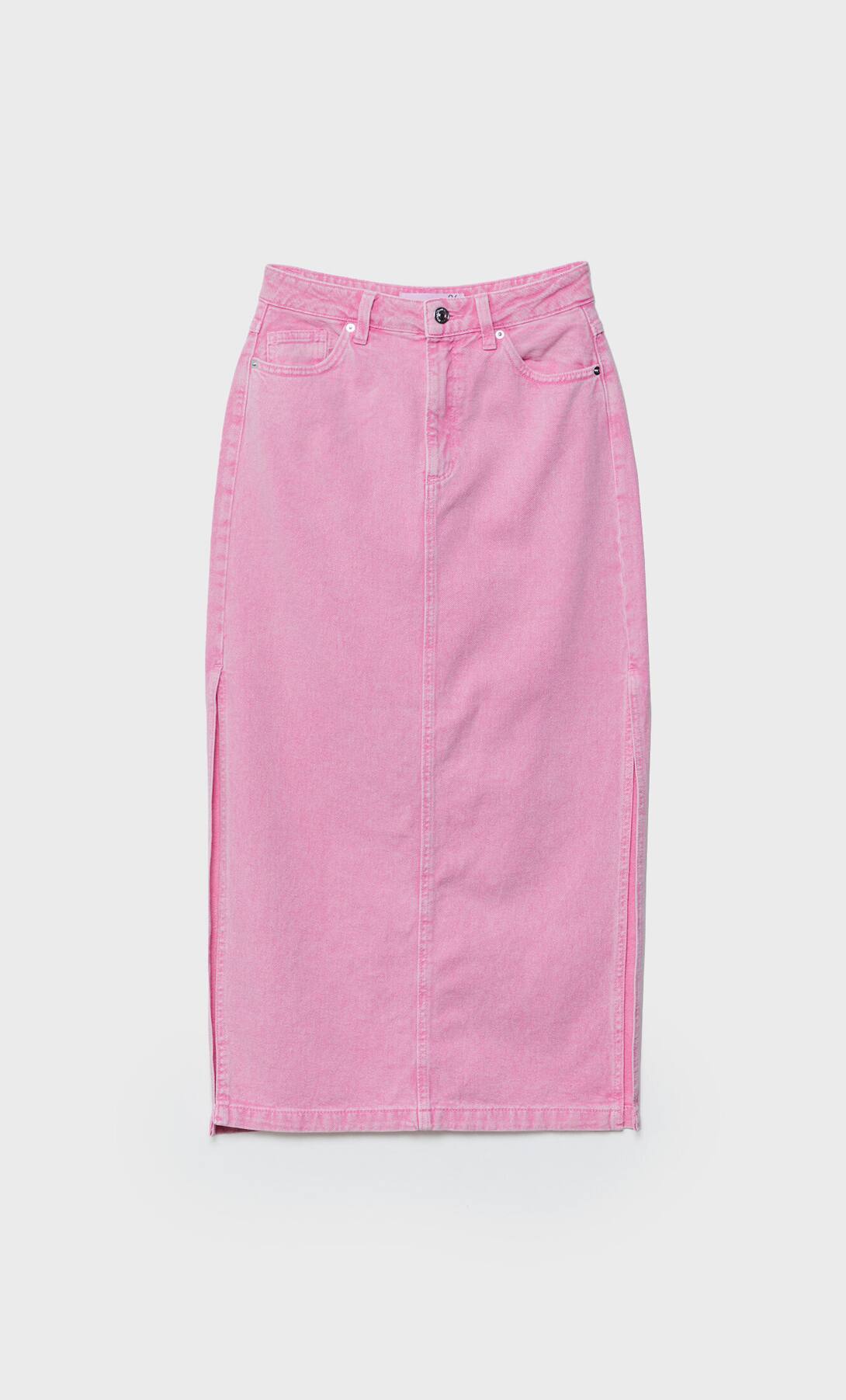 Summer High Waist Pack Hip Sexy Side Split Pink Denim Skirt