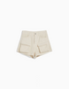 New Popular Women's Denim Shorts Beige with Two Cargo Pockets for Summer