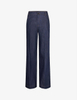 Fashion classic elegant straight loose high-waisted navy blue jeans for women