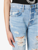 Vintage loose casual light blue wash ripped mid-waist denim nine-point pants
