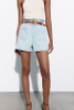  Summer Women's Denim shorts with elastic lace waist and square pocket