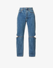 New Slim fit straight-leg blue snowflake wash jeans for women