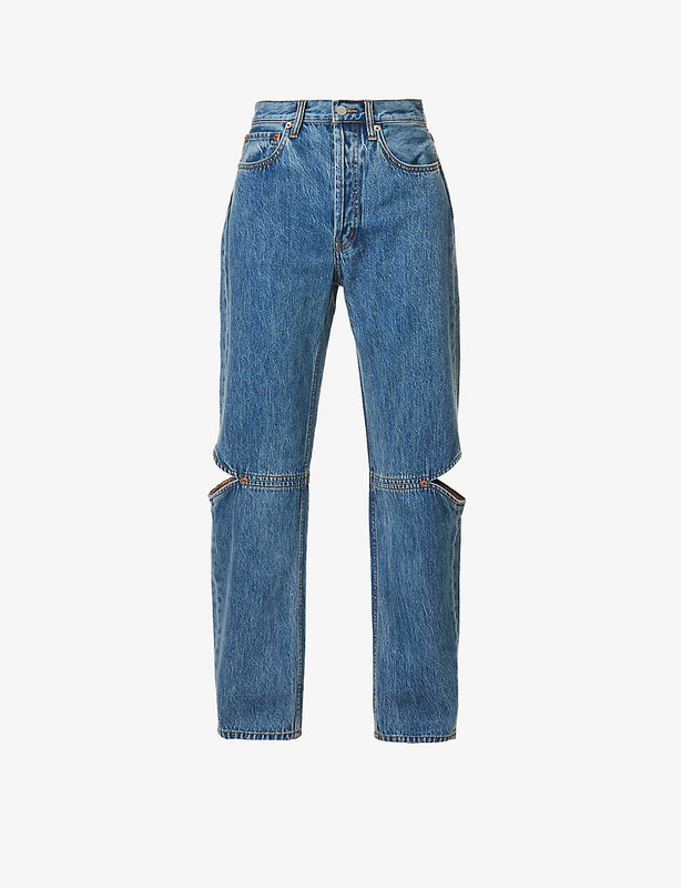 New Slim fit straight-leg blue snowflake wash jeans for women