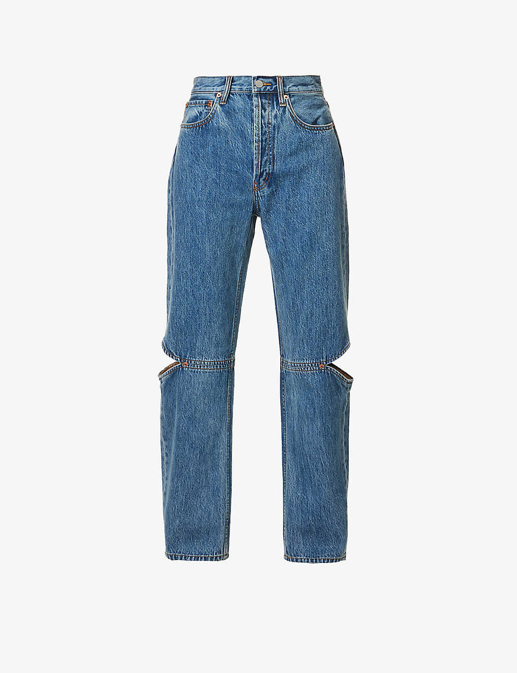 New Slim fit straight-leg blue snowflake wash jeans for women