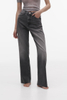 Classic vintage black high-waisted Straight-leg Pants slim-fit jeans for women