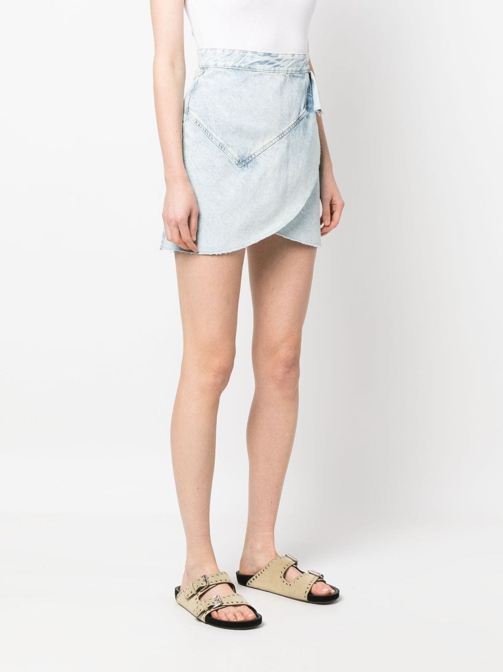 Raw Hem Asymmetrical Design light blue Women's Skirt 