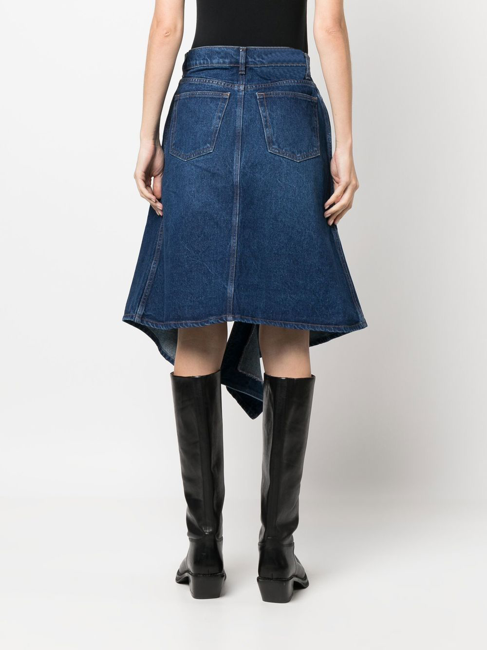 Fashion loose A-line irregular skirt Asymmetrical Hemline Wavy Skirt blue denim fabric girl denim skirt