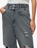 Stylish casual high-waisted baggy ripped gray jeans for women