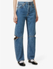 New Slim fit straight-leg blue snowflake wash jeans for women