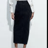  New Black Square Pocket Denim Skirt Women's Long Denim Skirt