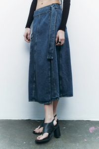 Fashion Blue Women's Long Denim Skirt Blet Skirt