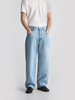 Classic wash blue straight leg jeans for men