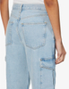 Light blue loose straight leg high-waisted Big Pocket Cargo Pants denim overalls for women