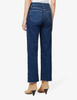 Mid-waist loose straight leg blue raw hem denim nine-point jeans for women