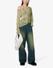 Stylish retro loose straight leg brown blue women jeans 