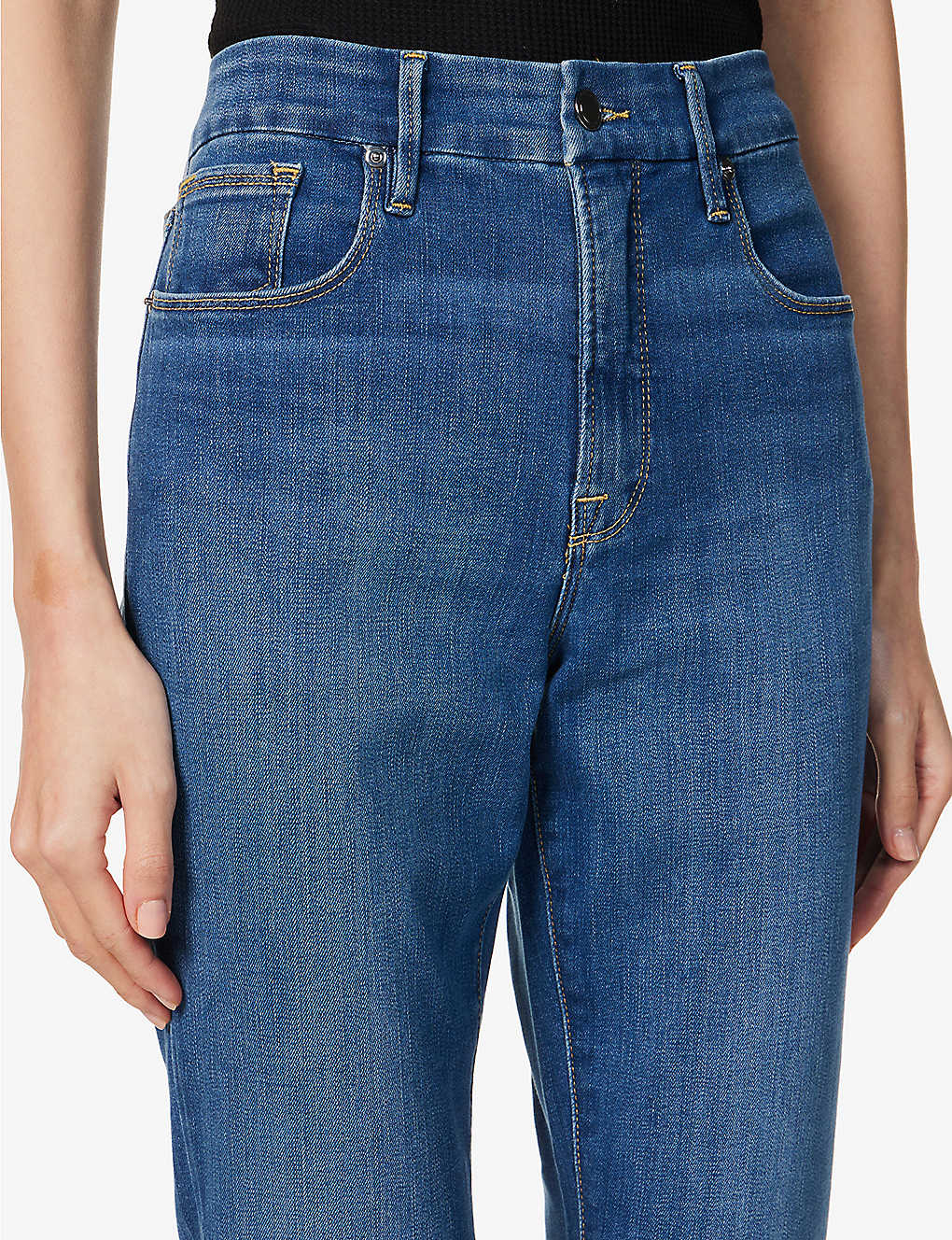 Stylish skinny high-waisted baggy slim blue denim jeans for women