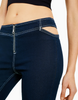 Stylish slim Zipper dark blue mid-waist Hollow bagless cutout Flared jeans for girls