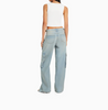 Women's Yellow And Blue Wide-leg Pants Cargo Pants 