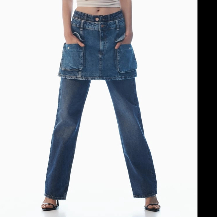 Two Styles Skirt And Trousers Women's Denim Culottes