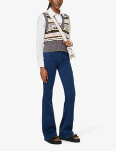 Classic skinny fashion slim-fit mid-waist blue flared jeans for girls