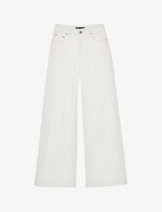 Custom White High-waisted Wide-leg Pants for Women