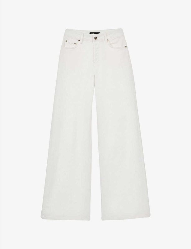 Custom White High-waisted Wide-leg Pants for Women