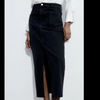  New Black Square Pocket Denim Skirt Women's Long Denim Skirt