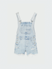 Light-colored denim ripped overalls for kids