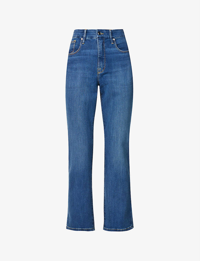 Stylish skinny high-waisted baggy slim blue denim jeans for women