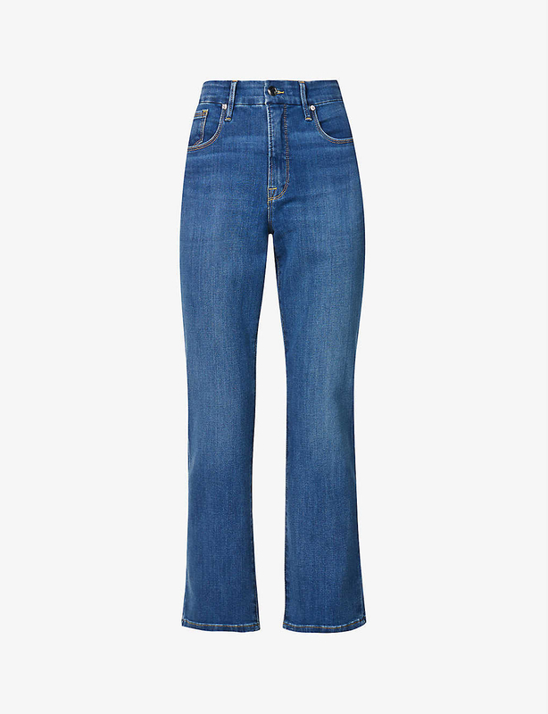 Stylish skinny high-waisted baggy slim blue denim jeans for women