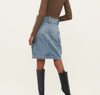 Front Split Side Cargo Pocket Denim MIDI Skirt