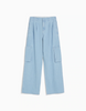 Women's Light Blue Cargo Jeans Wide-leg Pants