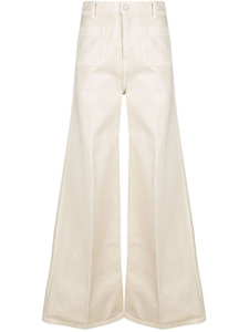 Straight-leg Wide Leg Beige Jeans for Women 