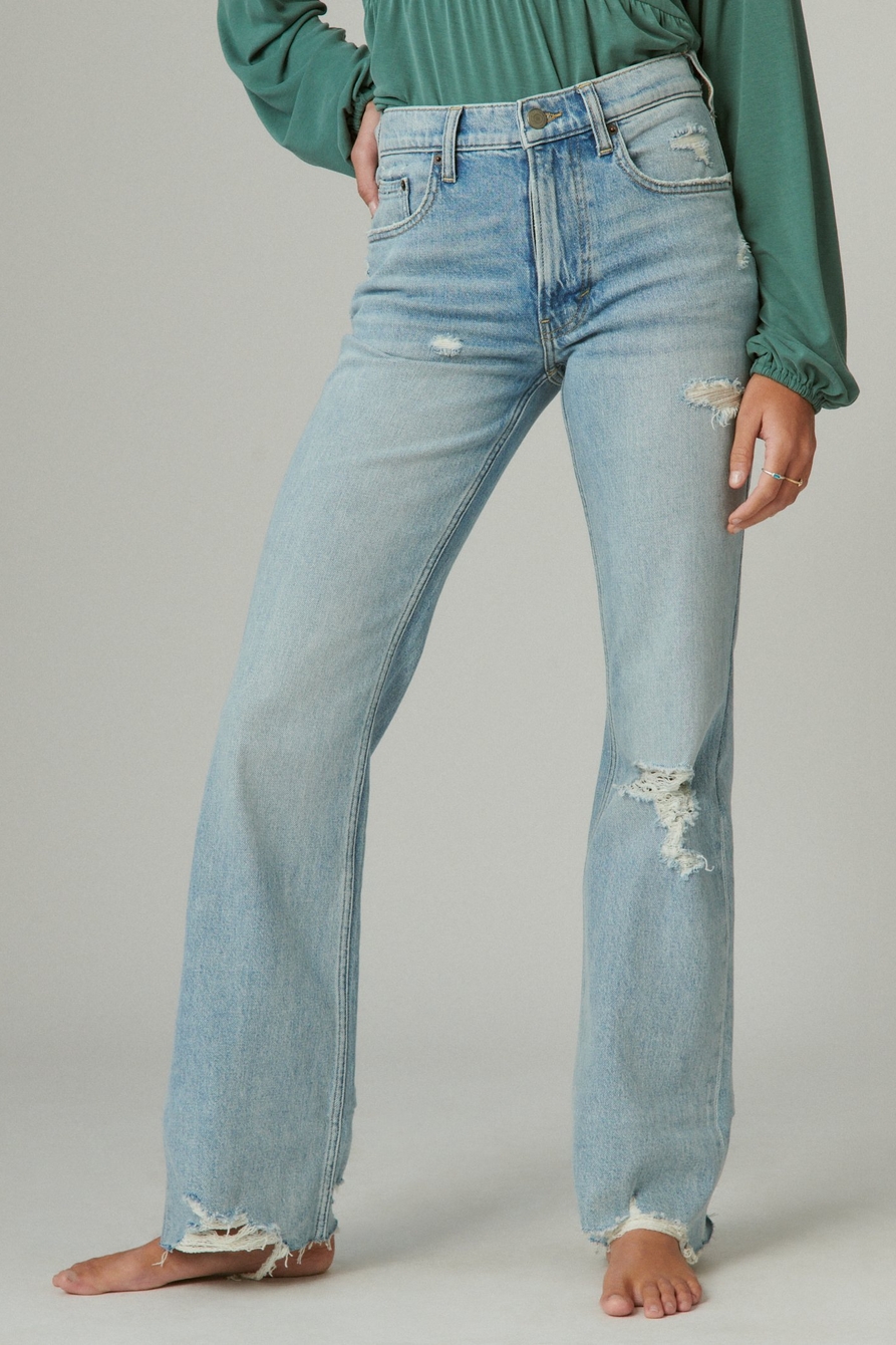  Light Blue Summer Ripped Flared Slim-fit Women's Jeans