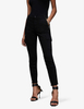 Comfortable slim high-waisted black cargo jeans for women