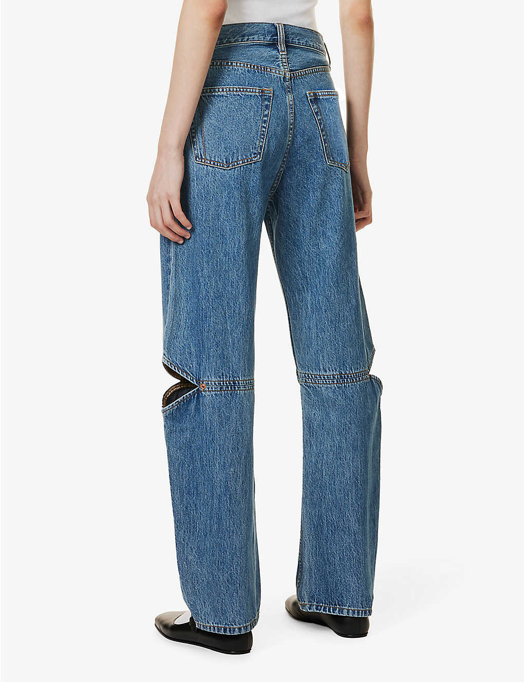 New Slim fit straight-leg blue snowflake wash jeans for women