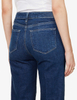 Mid-waist loose straight leg blue raw hem denim nine-point jeans for women