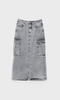 High-waisted Back Split Light Gray Denim Cargo Skirt