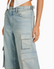 Women's Yellow And Blue Wide-leg Pants Cargo Pants 