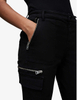 Comfortable slim high-waisted black cargo jeans for women