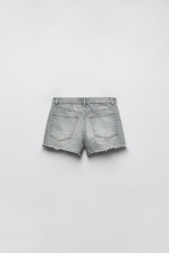  Summer Women's Denim Shorts Light Grey Ripped Mini Shorts