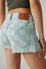 New Fashion Summer Women's Denim Light Blue Checkerboard Grain Shorts