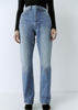 Classic wash blue high-waisted baggy wrap hip denim jeans for women